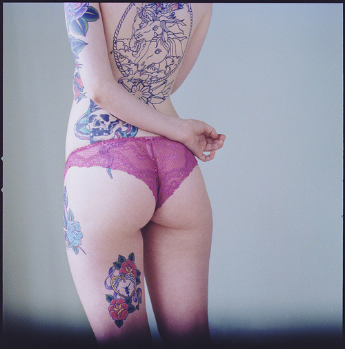 Girls wearing pink lace panties