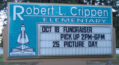 This school in Porter, Texas is named after NASA Astronaut Bob Crippen.  I love the logo.