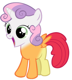 fisherpon:  askchubbyapplejack:  snipsy:  ~CMC~ Sweetie Scoota-bloom by *MissKicha  What the buck happened to my little sis?!   