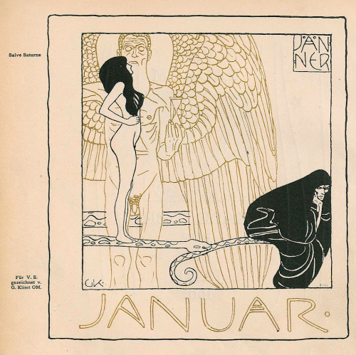 fuckyeahvintageillustration:  Art nouveau calender published in ‘Ver Sacrum’ magazine, illustrated by various artists including Gustav Klimt and Koloman Moser. Source 