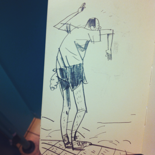 Sketching at swimming pool.