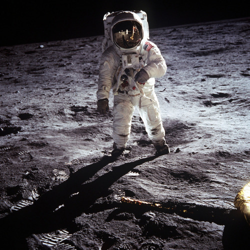 Buzz Aldrin, Sea of Tranquility, Moon, 20 July 1969, as photographed by Neil Armstrong