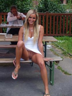 exposed-in-public:  In a little white dress