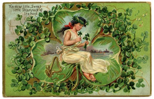 vintagemarlene:lovely colleen with shamrocks postcard (source: www.thegraphicsfairy.blogspot.com)