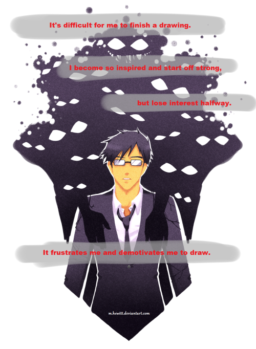 artist-confessions:  Art © M-Hewitt.deviantART.com submitted by -cherri-top  I have so many unfinished projects. So many.