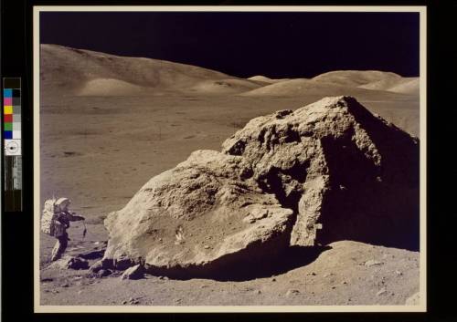 Harrison Schmitt takes lunar rock samples, Apollo 17, December 1972