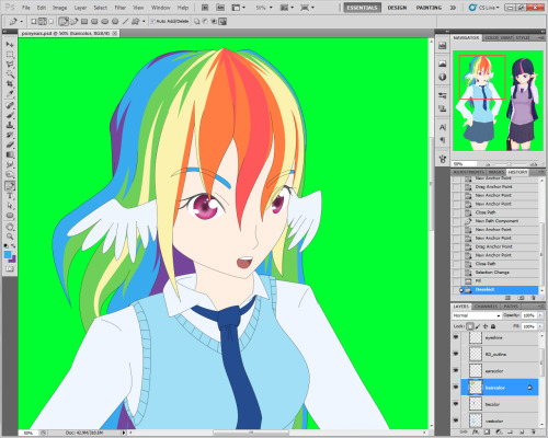 Trying a new way to color Dashie’s adult photos