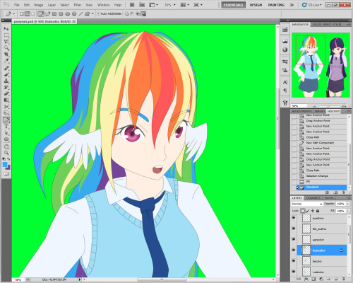 Trying a new way to color Dashie’s hair, looks pretty radical. Shading is going to be hell
