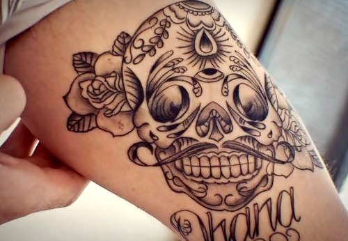 Cute girl skull tattoo designs