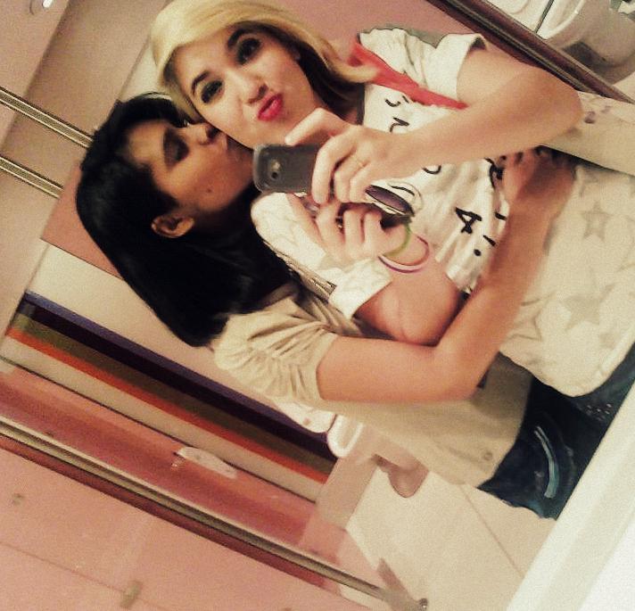 adorablelesbiancouples:  me and my girlfriend. I am a brunette, and she is blonde,