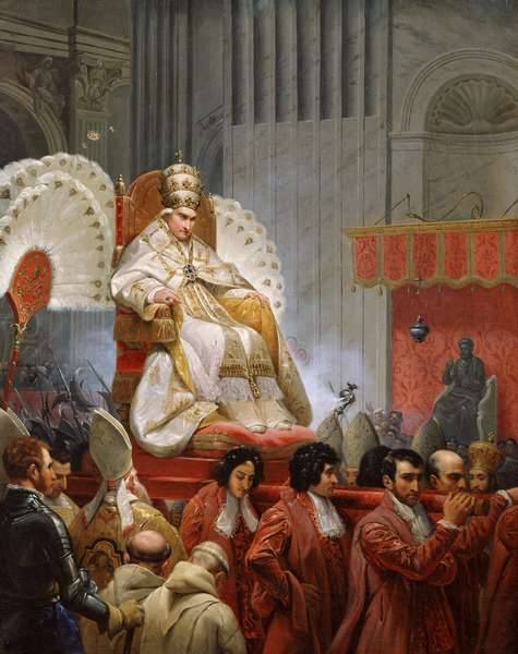 mesbeauxarts:  Émile Jean-Horace Vernet. Pope Pius VIII in St. Peter’s on the