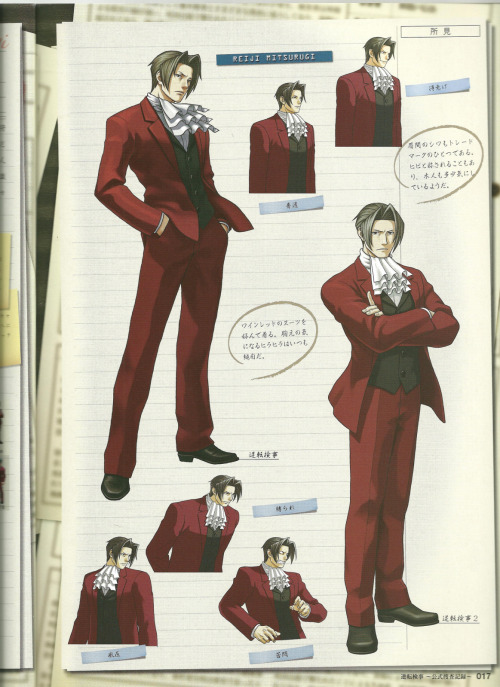 teameonemoretime: More Miles Edgeworth from the Ace Attorney Investigations artbook. Finally, some H
