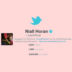 horanism:  Congrats on 2 Million followers Niall :) 