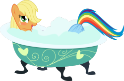 soveitdash:  [Applejack and Rainbow Dash take a bath by UP1TER] Oh, uhI’ll justBe over thereNot watching   All i can hear in my head when i see this is that motorboat noise you make when you put your mouth in the water and blow.