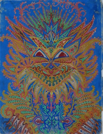finalellipsis:  capsep:   Louis Wain’s cats as he progressed into schizophrenia.  Louis Wain could have seriously been a Batman villain. A successful English artist he began to paint exclusively cats after extensively painting his dying wife’s cat.