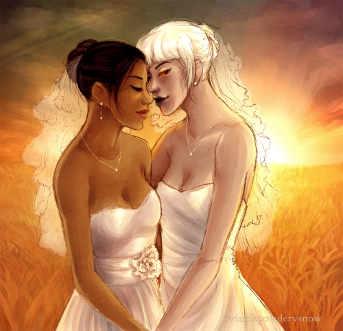 twinklepowderysnow: For FYGAC, who asked if I could draw GLaDOS and Chell’s wedding.  I r