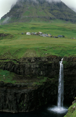 bluepueblo:  Waterfall, Faroe Islands photo