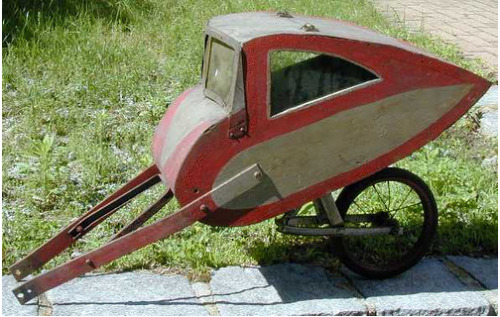 steampunkvehicles: 1930s homebuilt bicycle trailer