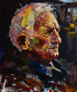 jackbsbanister:  Old Man Outside Costa. Oils on canvas. 