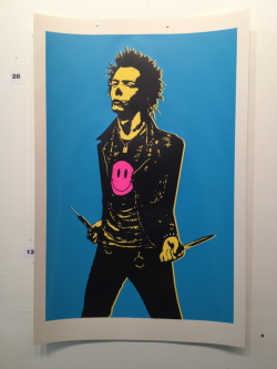 bluntgraffix:  24x36” screenprint on 100lb cougar  Sid Vicious - Weapons of Choice Blunt Graffix Dead Rockstars Oakland Spoke Art, April 2012 Matt Dyewww.BluntGraffix.com 