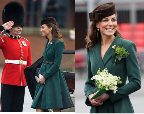 Kate Middleton wears Emilia Wickstead for the St Patrick Day parade.  The Duchess of Cambridge 