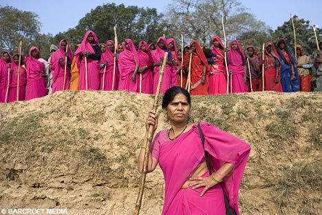 manfromnyc:  Fed up with abusive husbands and corrupt officials, India’s poorest women are banding together, taking up arms, and fighting back. Even more shocking than the pink saris they wear: Their quest for justice is actually working. 