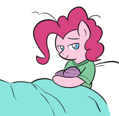 zachmorriscartoonart:  And then, after the laborious hours, she could rest. As the nurse approached to inquire about the baby’s name, Pinkie lifted the filly’s hood, revealing a tiny yawn. “Surprise.”  Saaaay AWWWWW~!