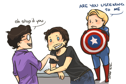 okidoki-loki:  airawyn:  sekra:  shhh, steve. let them bond.  #Avengers #Bruce Banner #Tony Stark #Steve Rogers  file this one under: things i didn’t know i shipped 