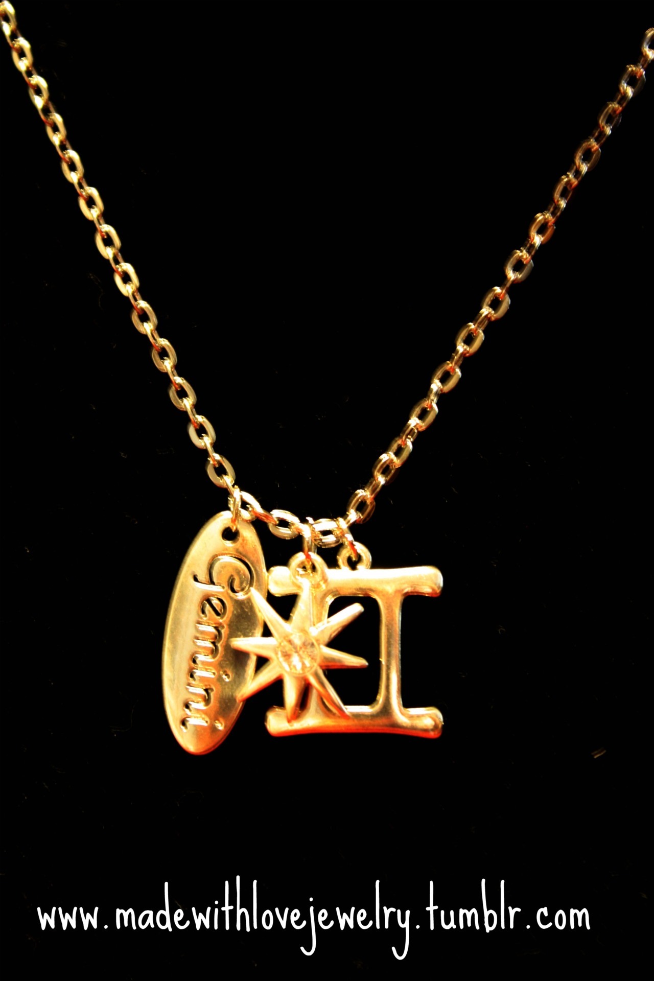 Zodiac sign (Gemini) Necklace w/ Swarovski...