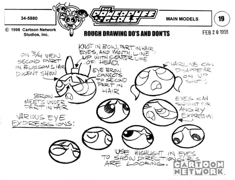 nerdgasmz:  wannabeanimator:  Notes on drawing the Powerpuff Girls.  OH MY GOD