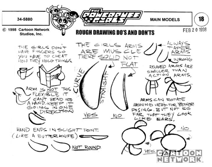 nerdgasmz:  wannabeanimator:  Notes on drawing the Powerpuff Girls.  OH MY GOD