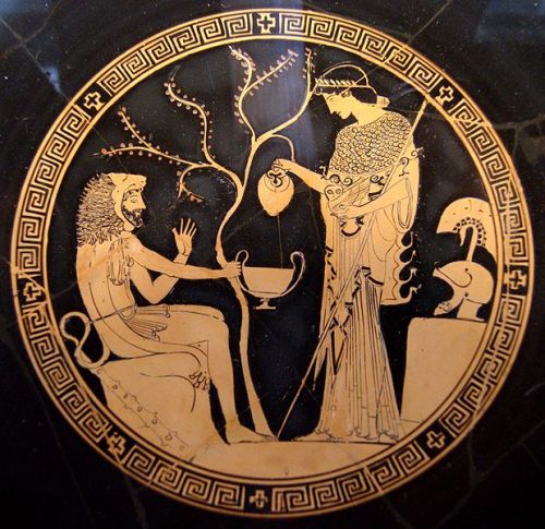 madamezauberin: Athena and Hercules Kylix (480-470 BC). Athena was also a patron goddess of heroes. 