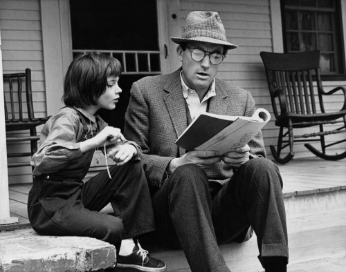 atribecalledgoodbreed:Mary Badham, Harper Lee, and Gregory Peck on the set of To Kill a Mocking