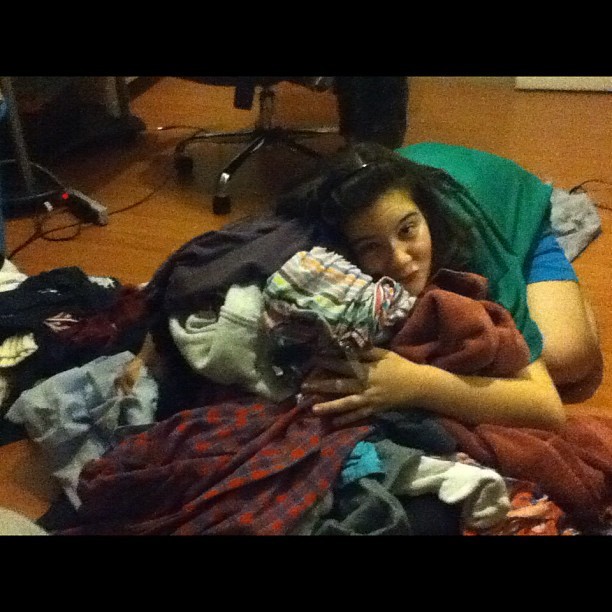 Rachel and my two months worth of laundry 👏  (Taken with instagram)