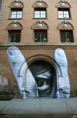 ianbrooks:  Inception’d Street Art A collaboration between artists Liu Bolin and JR and a truly a meta affair, JR’s painted the image of Bolin onto the wall, then Bolin, famous for camouflaging himself into his surroundings, helped paint JR