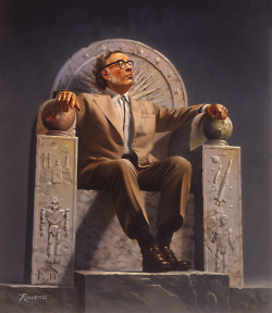 unknownskywalker:  Isaac Asimov by Rowena Morrill Oil on gessoed illustration board. 