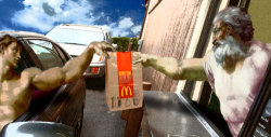 Biblical Drive-Thru. Thou shalt not hog the ketchup.