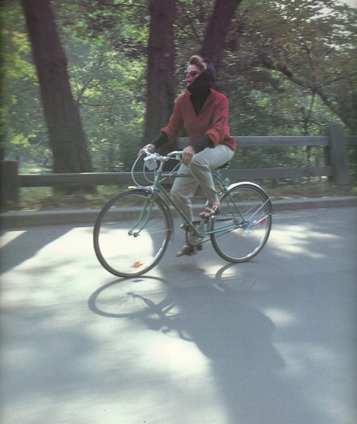 swintons:theodorafitzgerald: Katharine Hepburn riding her bike; photographed by John Bryson