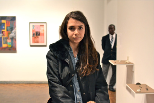 Anya wandering around the Whitney Museum of American Art. Here she is next to Matt Hoyt’s tiny