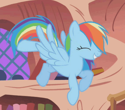 ponett:  sturmpony:  mellydash:  LOOK AT THAT ADORABLE PEGASUS.  I wanna hug her and give her pets and little treats because she’s so great.  Rainbow Dash is getting close to finding the aerial equivalent of Twilight’s dancing. 