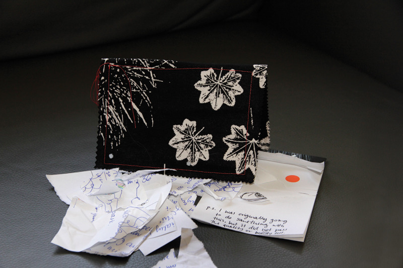 Another handwritten note to a very dear friend. I made it by sewing some Marimekko fabric to two postcard pieces of 300gsm paper. The torn bits of paper surrounding it are the remnants of my first attempt! I thought I’d hand it all over to illustrate...