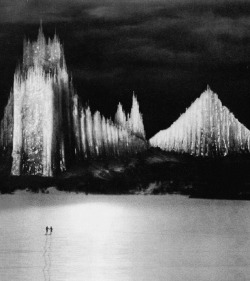  The Holy Mountain’s (1926, dir. Arnold Fanck) “Cathedral of Ice” (via) The 50 ft. tall cathedral was constructed from ice painstakingly shaped for months on an armature of metal pipes.  + 