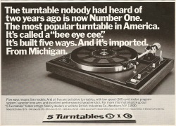 vintagelounge:  5 Turntables. Ad from Playboy,