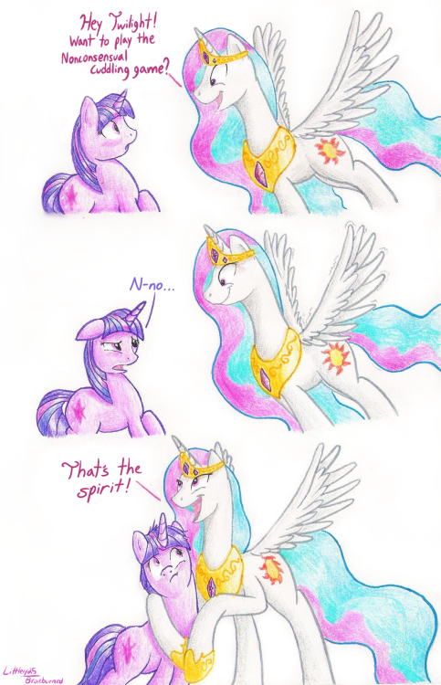 braeburned:  IM A BAD PERSON . it said a different phrase before but i didn’t want to offend anyone~ My friends find this HILARIOUS  lol XD I find this hilarious too. Celestia’s expressions omg <3
