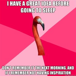 fuckyeahfanficflamingo:  [I HAVE A GREAT IDEA BEFORE GOING TO SLEEP (Fanfic Flamingo) DON’T REMEMBER IT THE NEXT MORNING, AND IF I REMEMBER NOR HAVING INSPIRATION] 