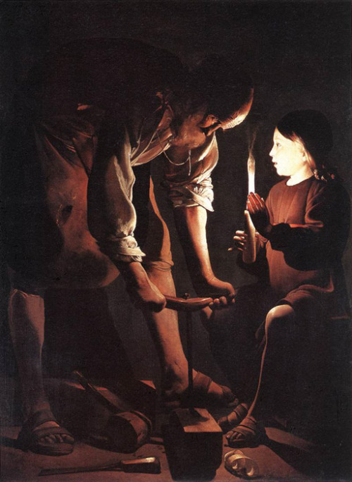 historyofbaroqueart: Christ in the Carpenter’s Shop by Georges de la Tour Date: 1645