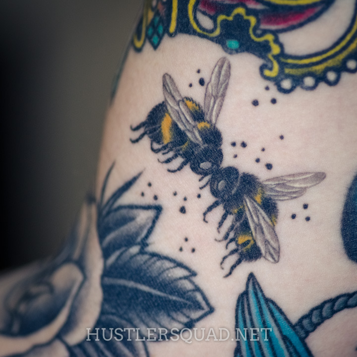 Kissing bees by Saira Hunjan @Good Times, London. Just above my elbow. Saira is the sweetest lady ever, and an incredible artist!