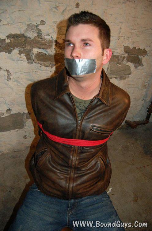 blackleatherbikerjacket:Found another one snoopin’ out back.  Put him with the others…. Nice leather