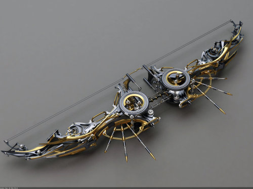 scyko:  aaeds:  mixiekins:  rukis-lakeru:  Heretic Composite Bow: Top view by ~Samouel  oh god there’s more    I feel like I could tackle someone with that Bow and skewer them, then while they’re stumbling around, nail them with an arrow. O:< 