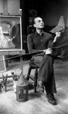chagalov:  Gherasim Luca in the atelier of Victor Brauner, Paris, 1938 -by Victor Brauner [more on Gherasim Luca chez yama-bato…] from binoche 
